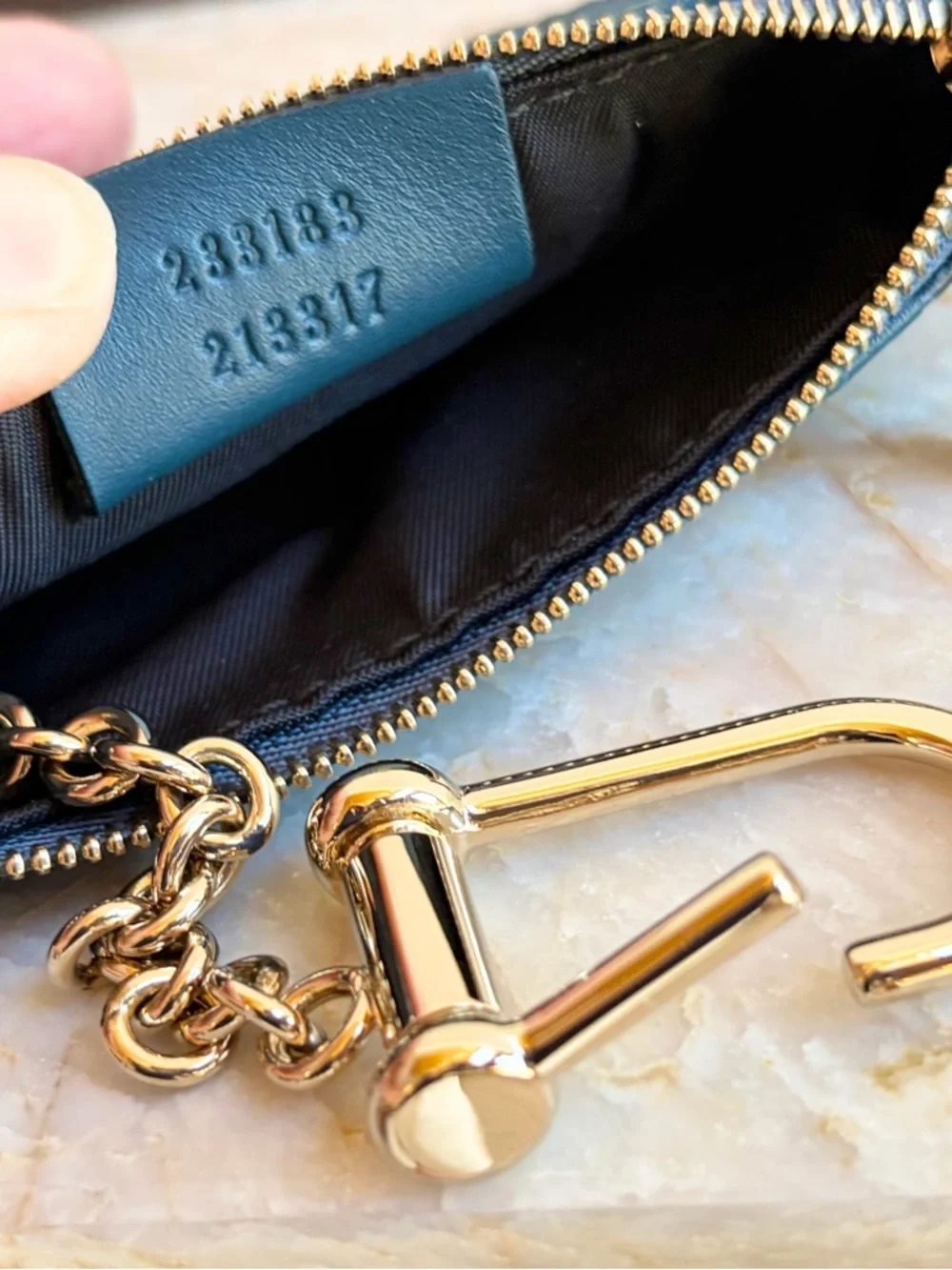 New GUCCI Teal Leather Guccissima Micro GG Coin Key Chain Case w/ Box